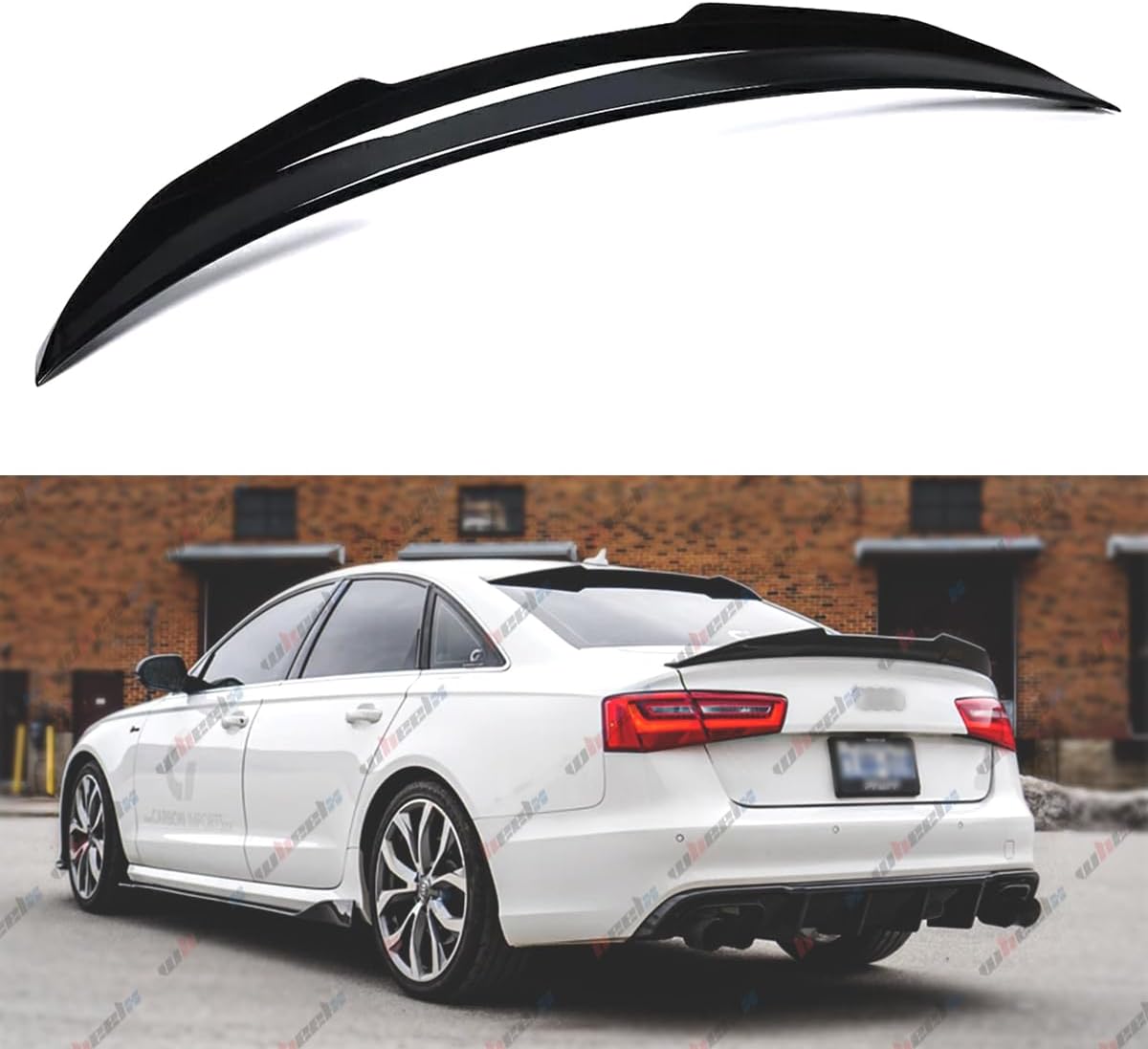 Rear Spoiler Compatible with 2012-2018 Audi A6 S6 C7, PSM Style PSM Style Duckbill Fits for 12-18 4-Door Sedan, Trunk Exterior High Kick Tail Deck Lid Wing Lip (Carbon Fiber Pattern)