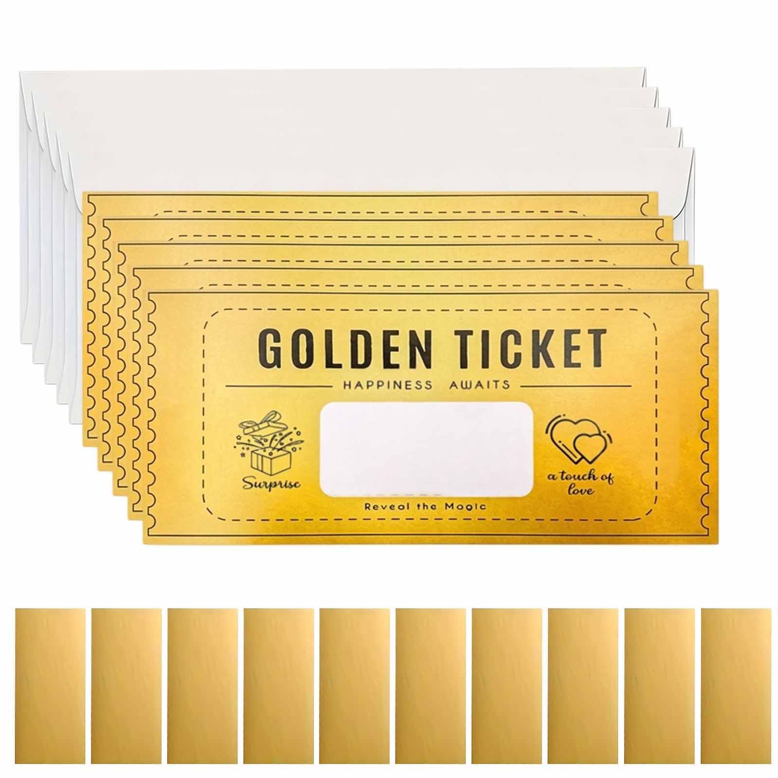 10-Pack Golden Ticket Scratch Cards, Surprise Scratch Card Reveal for Romantic Celebrations, Scratch to Reveal Card Design