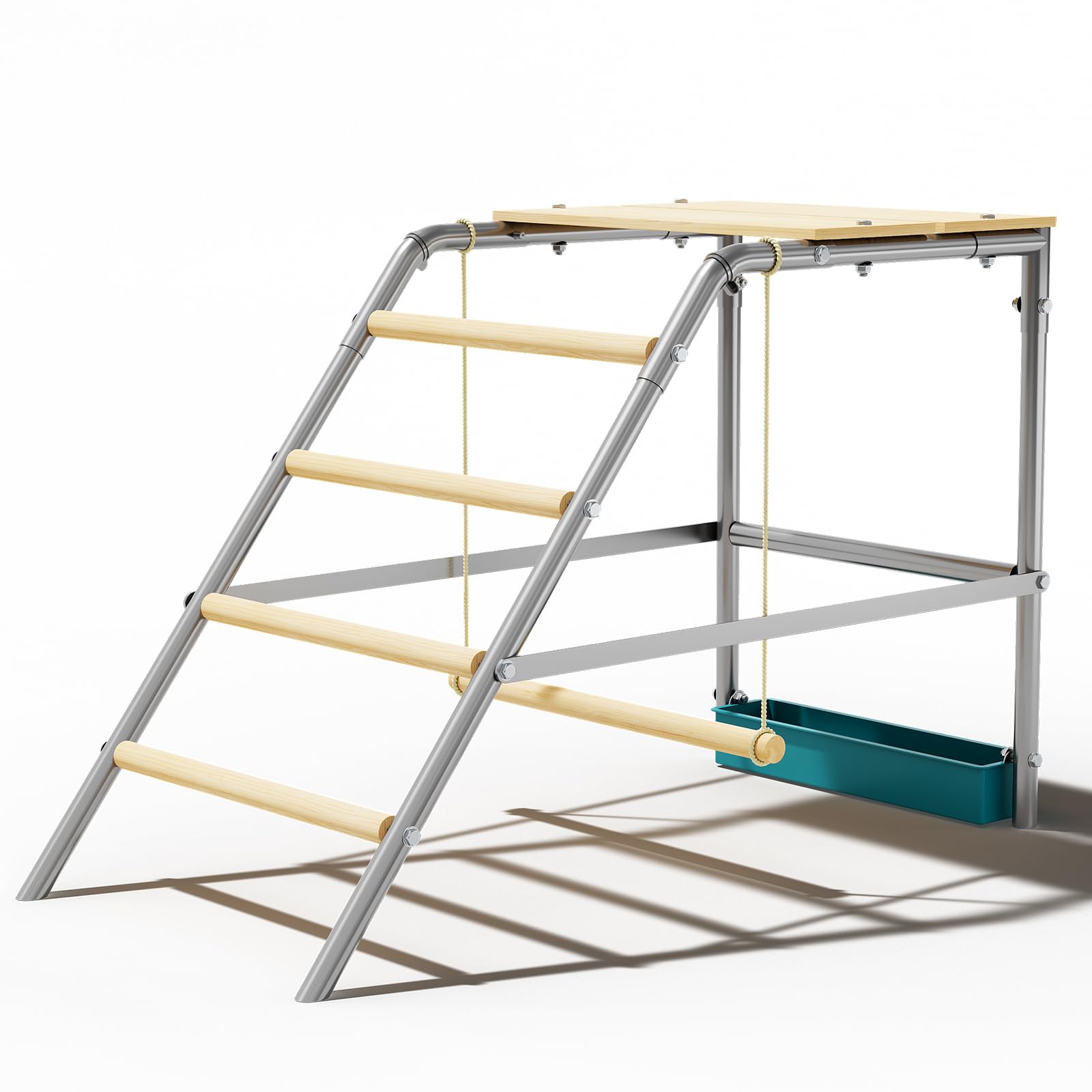 Hühnerschaukel Draußen 100×48×70cm,Holz and Metall Hühnerschaukel,Kletterturm für Hühner,Hühnerleiter & Sitzstange, mit Futterbox, leicht zu reinigen, ideal zum Spielen & Trainieren