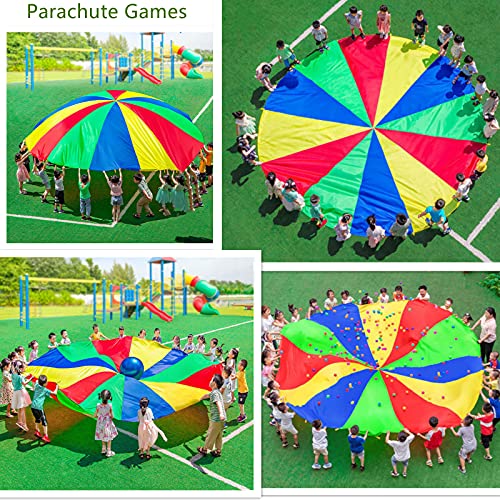 image for SPINFOX 10ft Multicolored Play Parachute with Handles for Kids - Indoo