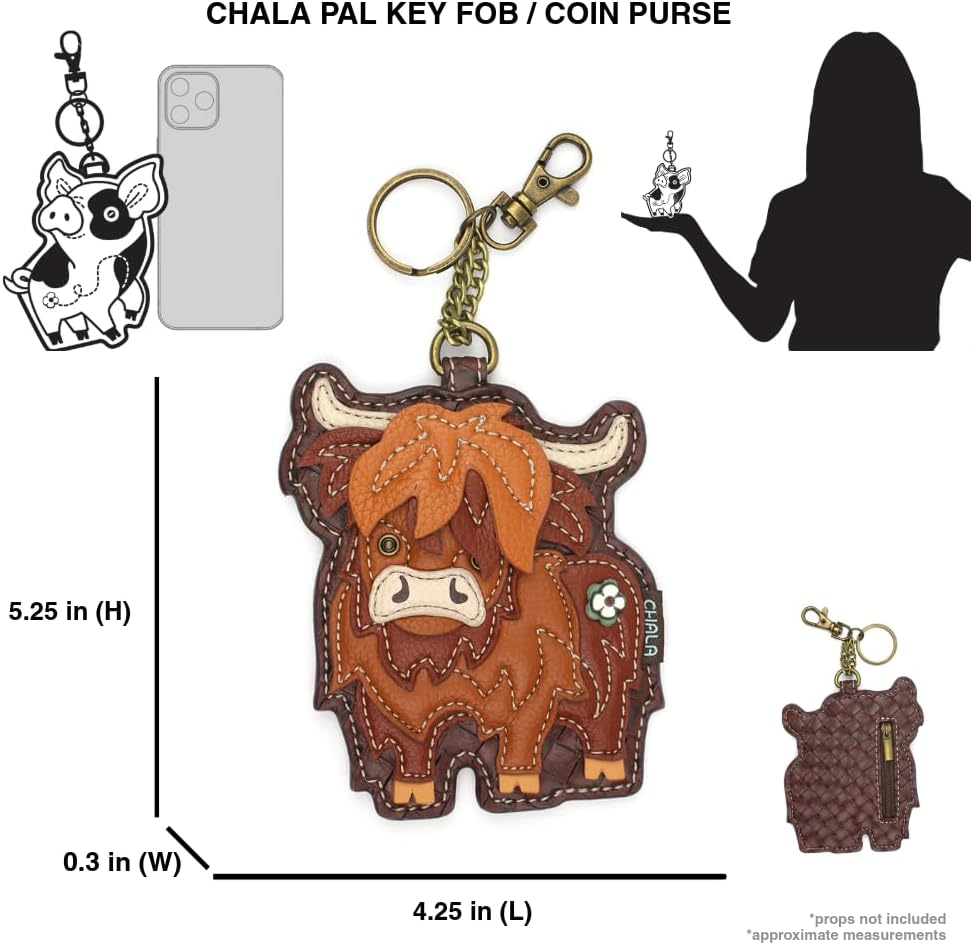 CHALA Decorative Key Fob/Coin Purse Accessory - Highland Cow - Image 3