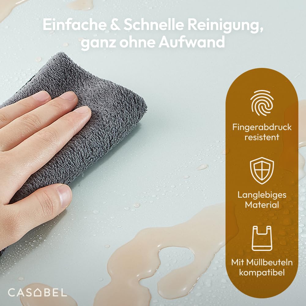 CASABEL Mülltrennung Mülleimer 60L, Küchenmülleimer 2x30L mit Pedal, fingerabdruckfreier Edelstahl, Doppelkammern, herausnehmbare Eimer, Griffe, leise Deckel, Mintgrün