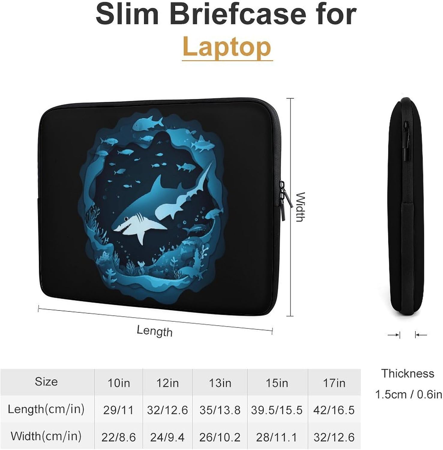 Shark Fish Undersea Cave Laptop Case Sleeve Computer Tablet Bag image 4