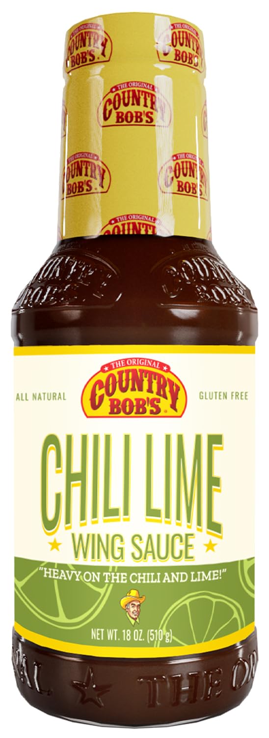 Country Bob's Chili Lime Wing Sauce - Zesty & Spicy Flavor, Made with Pure Ingredients, Small Batch Crafted, Ideal for Wings, Homestyle Cooking, 18oz