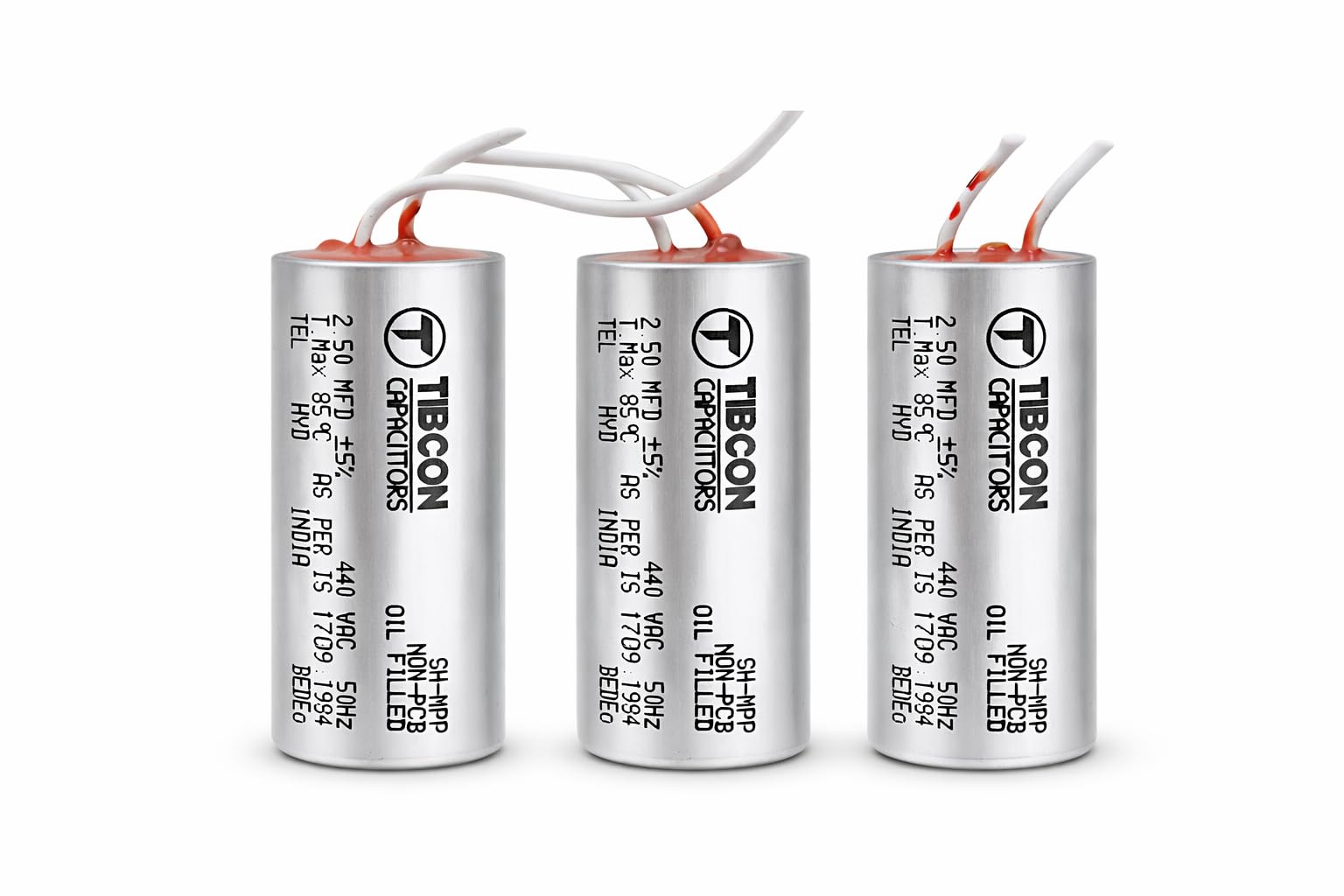 2.5 MFD Motor Run Capacitor 440V AC, Oil Filled SH-MPP, Heavy Duty Capacitor for Ceiling Fan & Electric Motor - Pack of 3-image-49