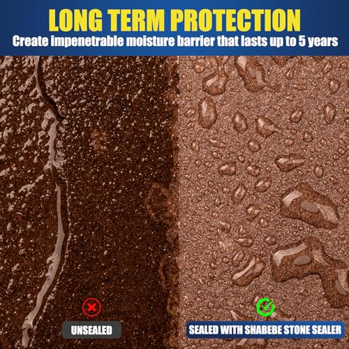 Shabebe SBB-SEALER-2GAL Stone Sealer-2 Gallon, Wet Look Natural Stone Sealer With 2X Gloss Protection, Long-Lasting Color Enhancer Concrete & Paver Sealer For Outdoor & Indoor Floor, Brick, Driveways thumb #8