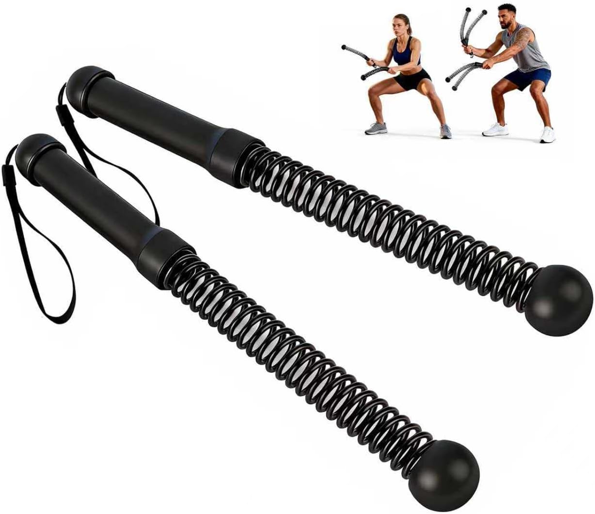 Cordless Battle Rope, Weighted Ropeless Battle Ropes for Home Gym. Battle Ropes Suitable for Strength Training, HIIT, and Joint-Friendly Cardio Exercises, Fitness Levels.（Black）