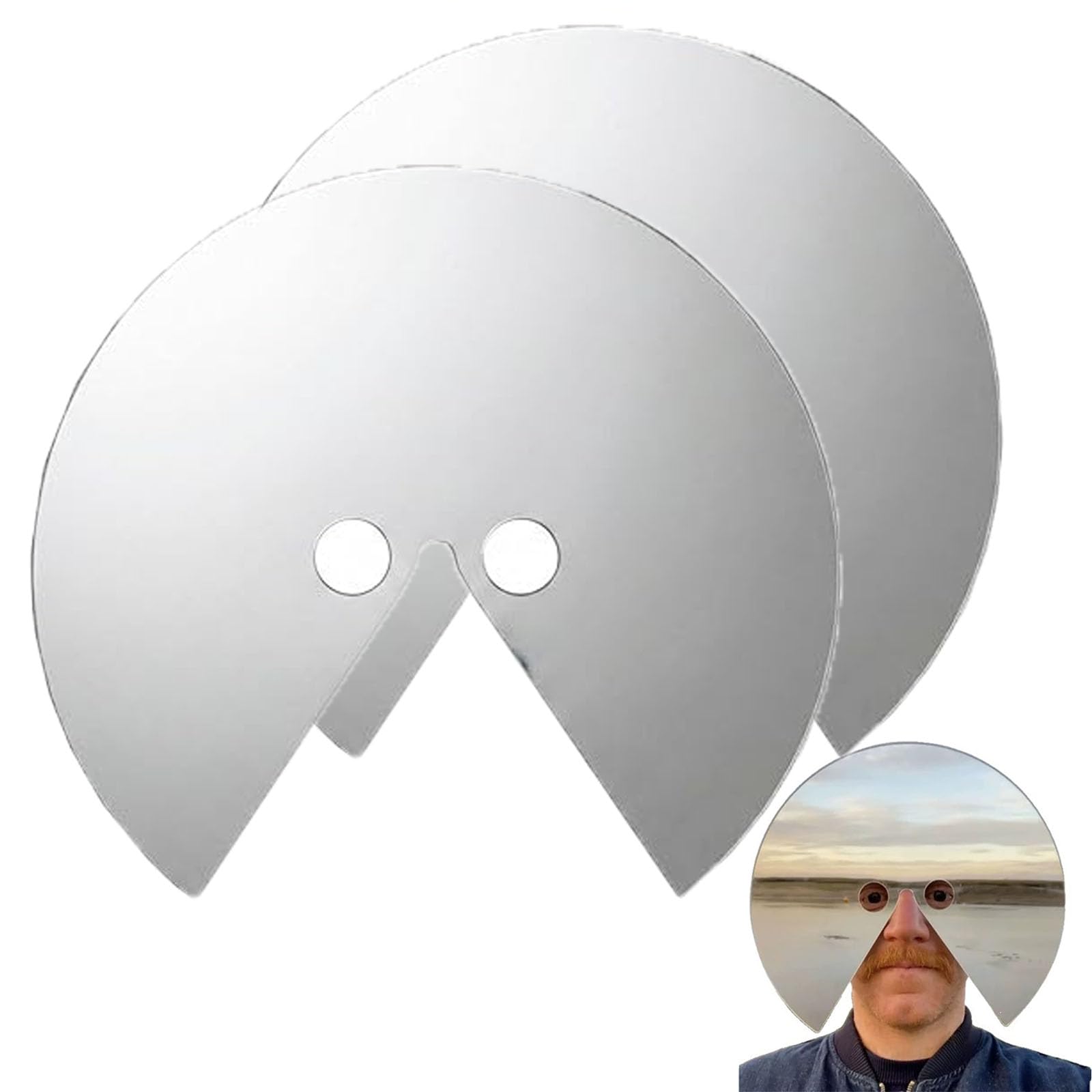 WEIWOGU Novelty Mirror Face Mask, Mirror Mask, Wearable Art Full Face Mirrors Visor, Reflective Masks for Halloween (2pcs)