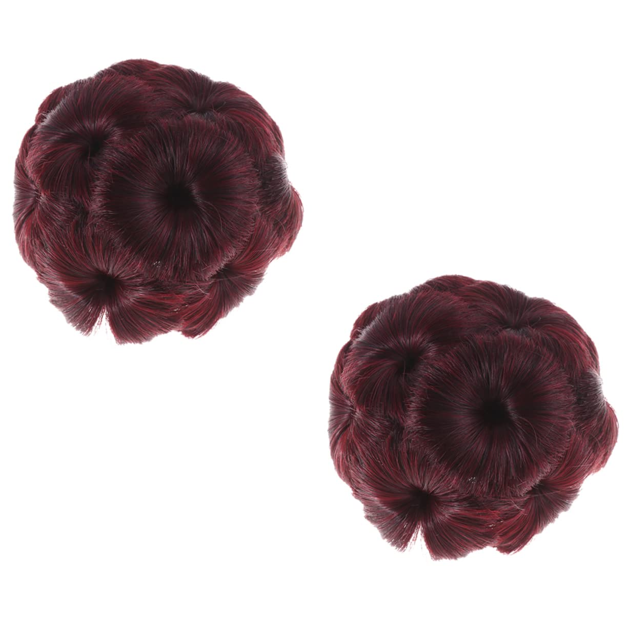 OSOLADY 2Pcs Chignon Hair Bun Clips Floral Synthetic Ponytail Extensions for Women Easy to Use for Volume Fullness for Upswept Hairstyles Red
