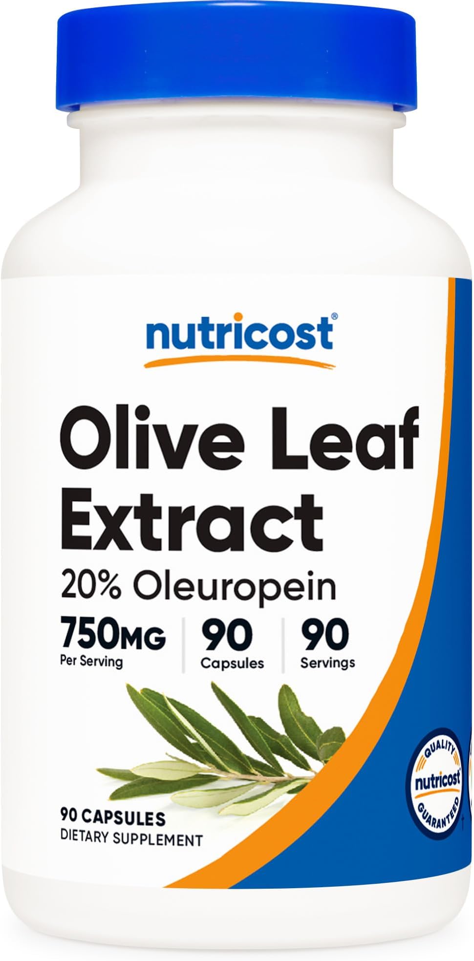 Nutricost Olive Leaf Extract (20% Oleuropein) 750 MG, 90 Capsules - Non-GMO, Gluten Free