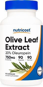 Nutricost Olive Leaf Extract 20% Oleuropein 750mg, 90 Capsules, GMO-Free