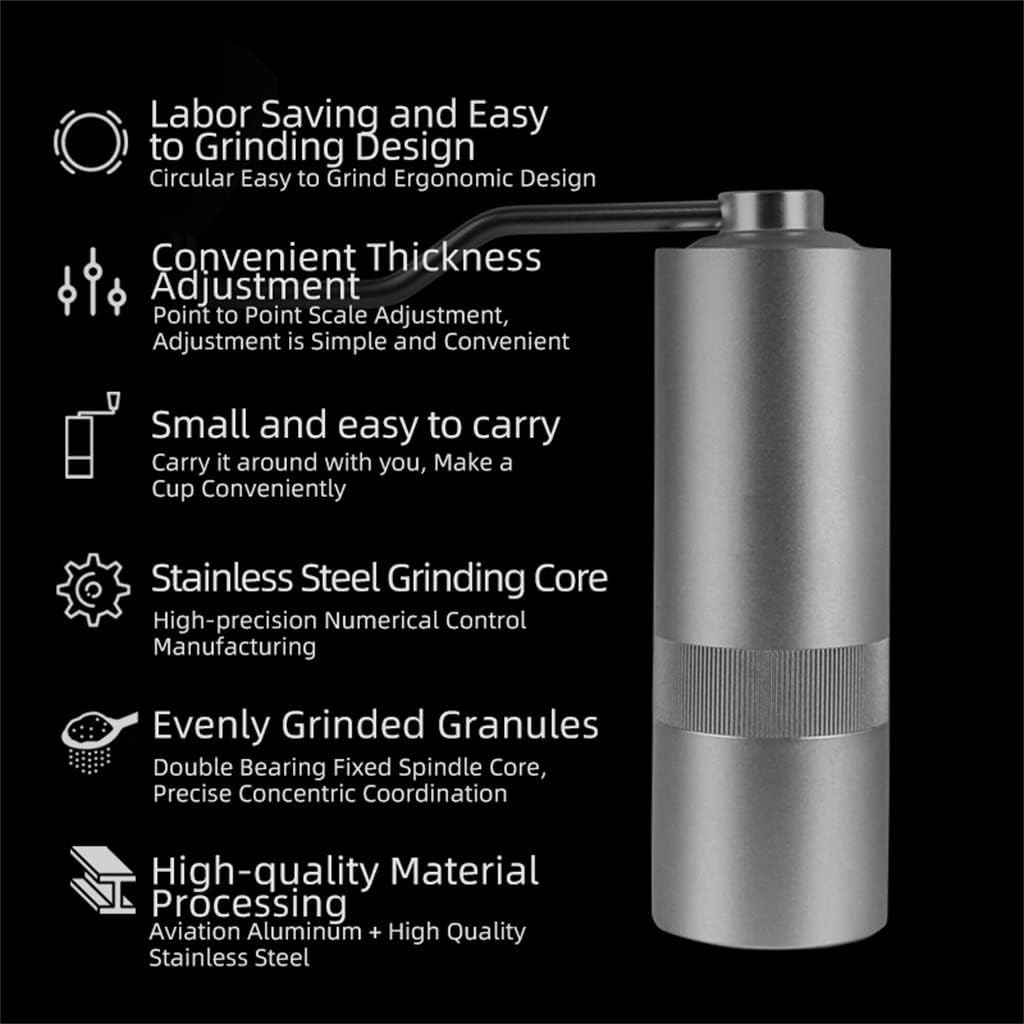 Portable Silver Coffee Grinder Mini Stainless Steel Bean Burr Grinders Kitchen Tool(white-Fruit peach5)