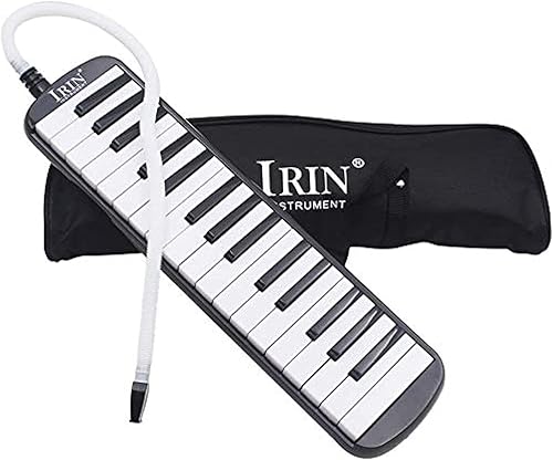 Melodica - Pianica portátil de 32 teclas con bolsa de transporte, boquillas cortas y largas para principiantes y niños, regalo (negro)