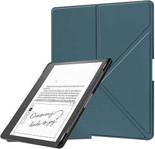 Case for Kindle Scribe 2022 2024, Foldable 10.2 Inch Slim PU Shell Cover Case with Auto Sleep Wake & Pencil Case (Dark Green)