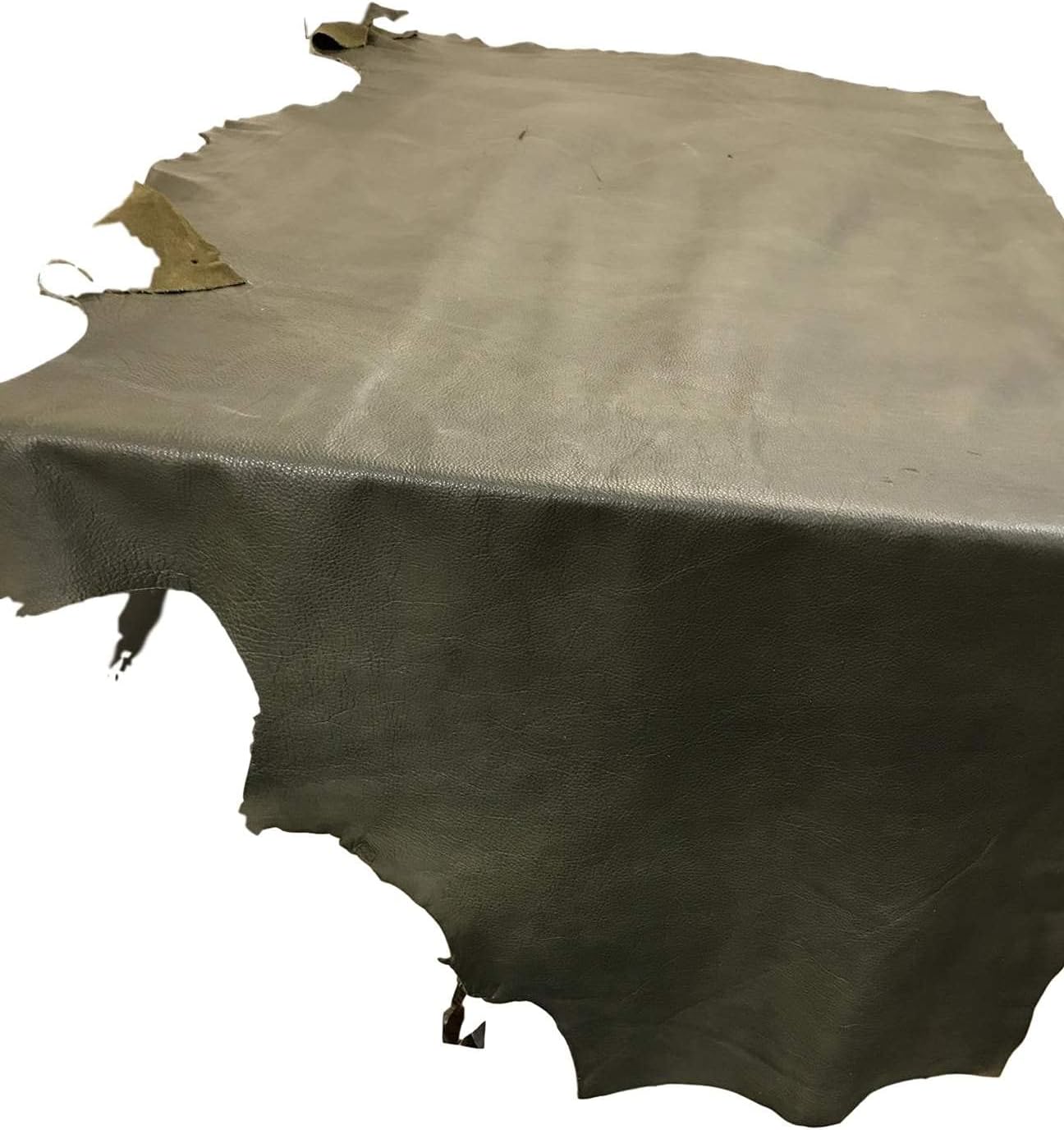 Natural Grain Cowhide Leather Skins (Black, 20 Square Feet (Full Side))