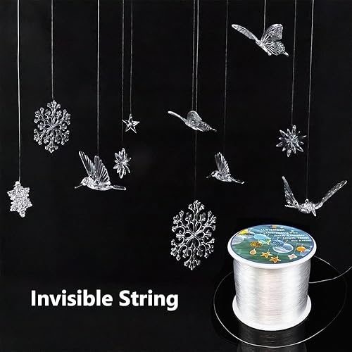 Vista 3 de Sedal de pesca, línea de pesca transparente de 1640 pies, hilo invisible resistente para colgar decoraciones, globos, manualidades, fabricación