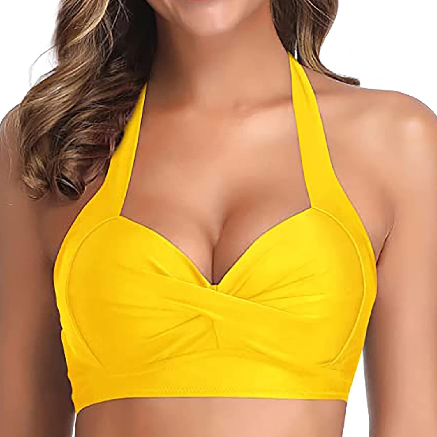 Womens Tankini Top Swimwear Bikinis Tankini for Women Backless Halter Sexy Ruched High Cut Tie Knot Tankini 2026