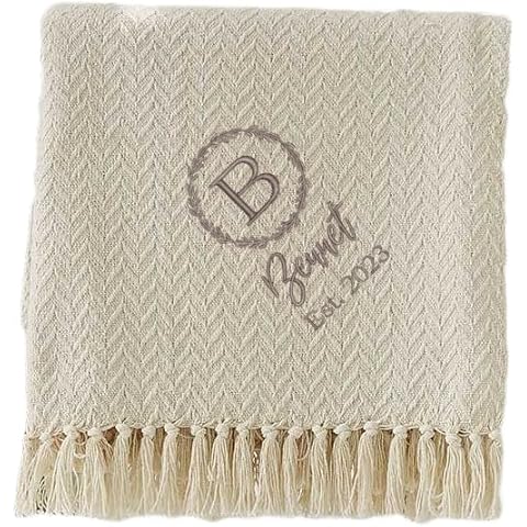 Personalization Universe Monogram Afghan Cover