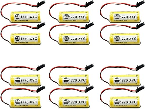 12 Pack 1770-XYC Lithium Battery 3V 1800mAh for 1770-XYCA 1770-XYB 1756-BA1 with Black Plug