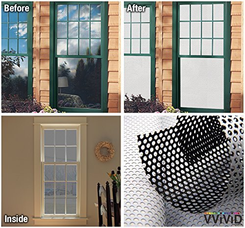 Vvivid White Perforated Vinyl Window Film To Prevent Bird Strike (54 Inches X 60 Inches) #TOP1