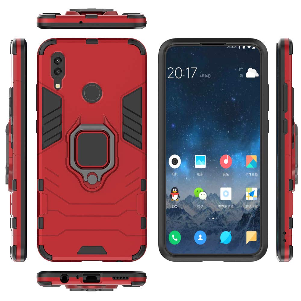CHcase Huawei P Smart 2019 Funda, 2in1 Armadura Combinación A Prueba de Choques Escudo Cáscara Dura PC + TPU con Soporte Magnetic Car Mount Case Cover para Huawei P Smart 2019 -Red — view 6