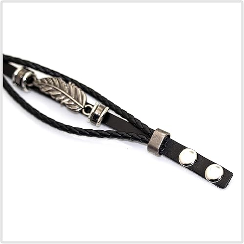 Miniatura 4 de Punk aleación hebilla pulsera pluma cuero pulsera