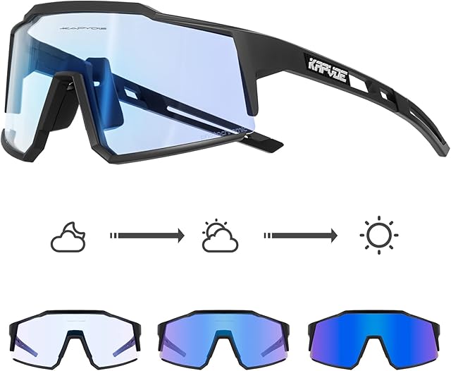 KAPVOE Photochromic Cycling Glasses Tr90 Frame For Men Women Clear Sports Sunglasses Mountain Bike Glasses Transparent MTB