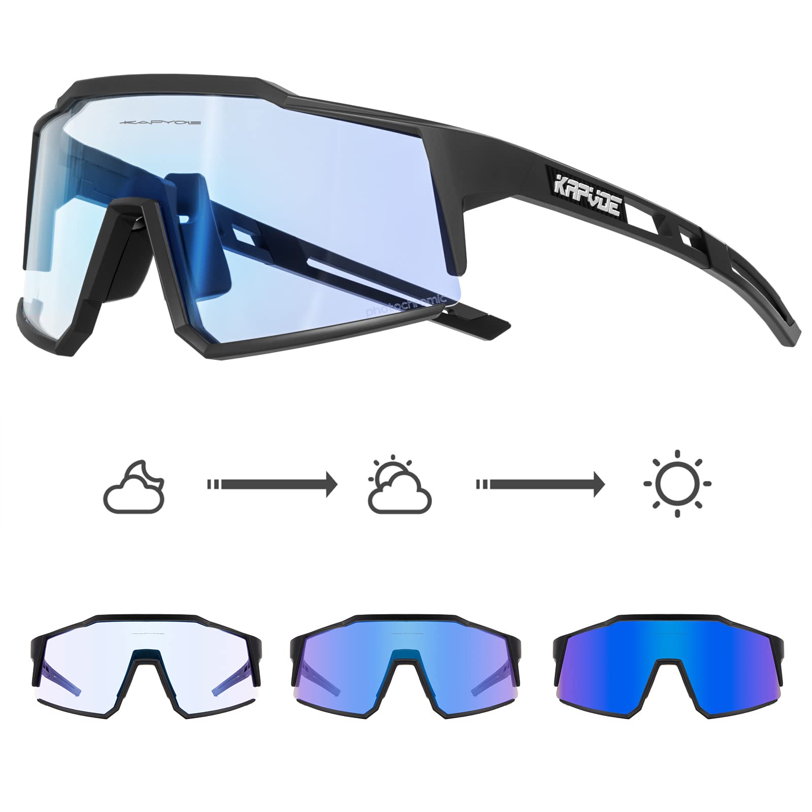 KAPVOE Gafas de Ciclismo Fotocromáticas con TR90 Gafas de Sol Deportivas Mujeres Hombres Running Transparente MTB Bicicleta Accesorios