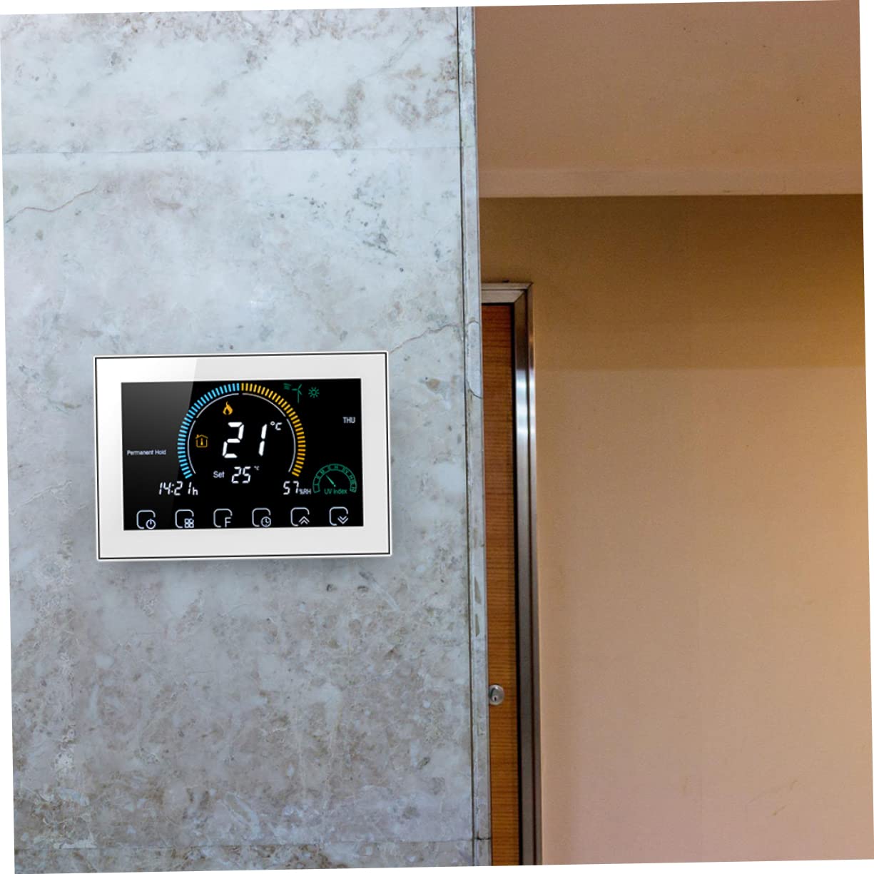 Artibetter Termostato Digitale Intelligente Per Riscaldamento Pavimento Schermo Lcd e Pulsante Touch Facile Da Leggere Buio Realizzato Materiali Resistenti Per Uso Prolungato Display Meteo Te