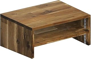 WOODPRO アカシア コの字収納ラック(可動棚板1枚) 幅48cm 高さ16cm 奥行26cm ダークウォルナット色 完成品 テレビ台 モニター台 デスクシェルフ 1cm単位でオーダー可 受注生産