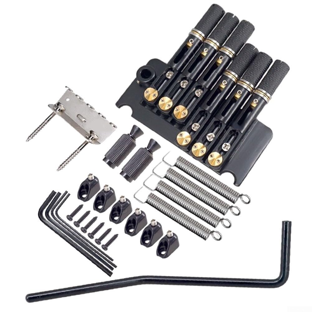 Juego de trémolo de puente de guitarra sin cabeza de metal con tornillos de cordal para reemplazo y reparación de piezas de guitarra eléctrica de 6 cuerdas