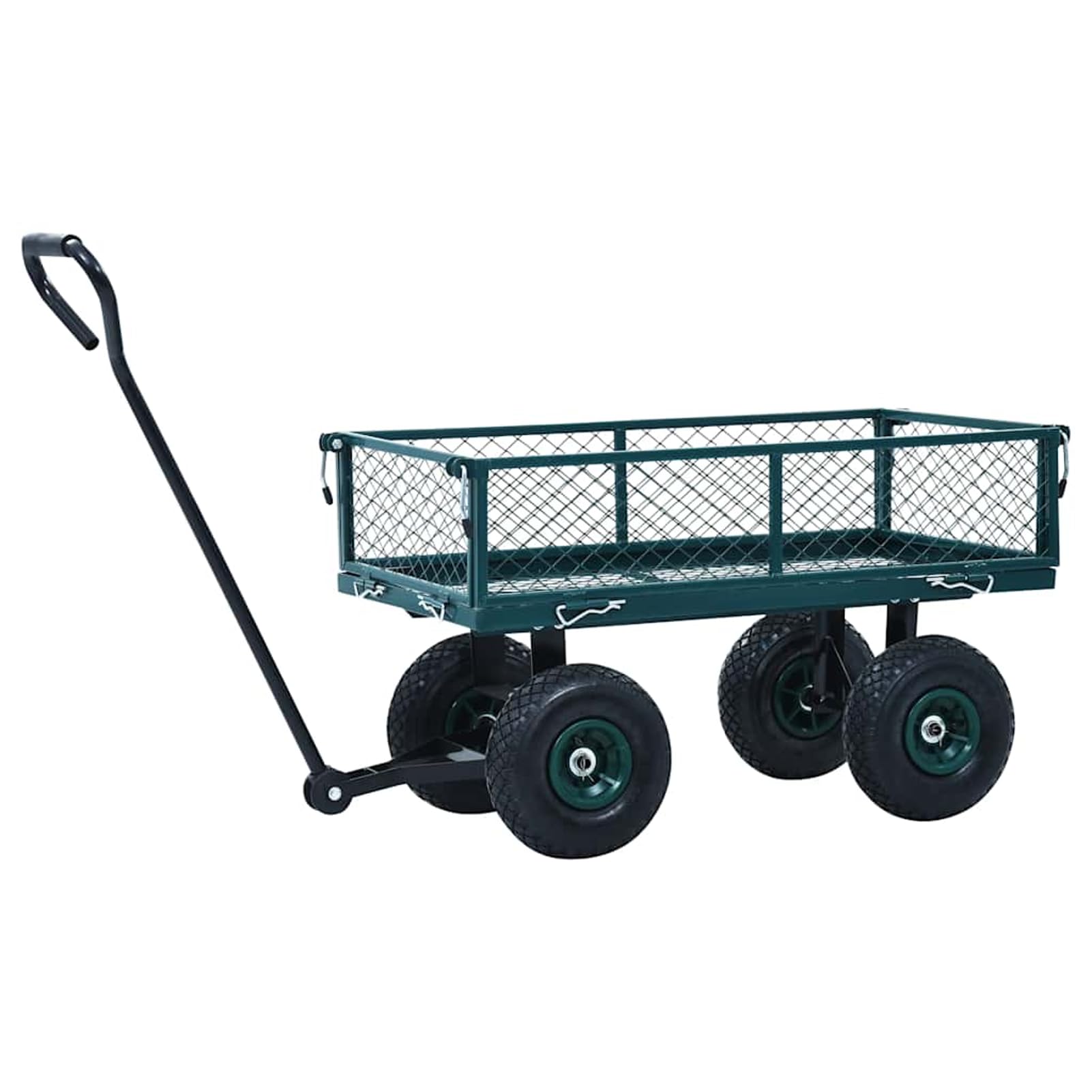 Gecheer Gartenwagen, Handwagen Grün 250 kg Stahl mit PU-Gummirädern und verstellbaren Seitenwänden, 86 x 46,5 x 97 cm für Gartenarbeit und Transport