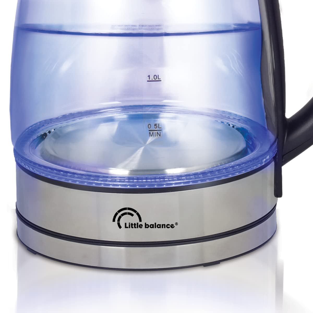 LITTLE BALANCE 8520 Elegance Verre 2000, Hervidor eléctrico, inalámbrico, cristal con iluminación LED, 1,7 L, filtro antical, transparente