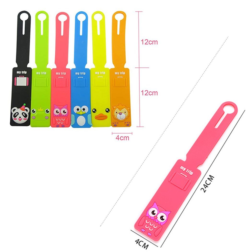 Ktdzone 6PCS Silicone Cute Animals Travel Luggage Tags Checked Baggage Tags
