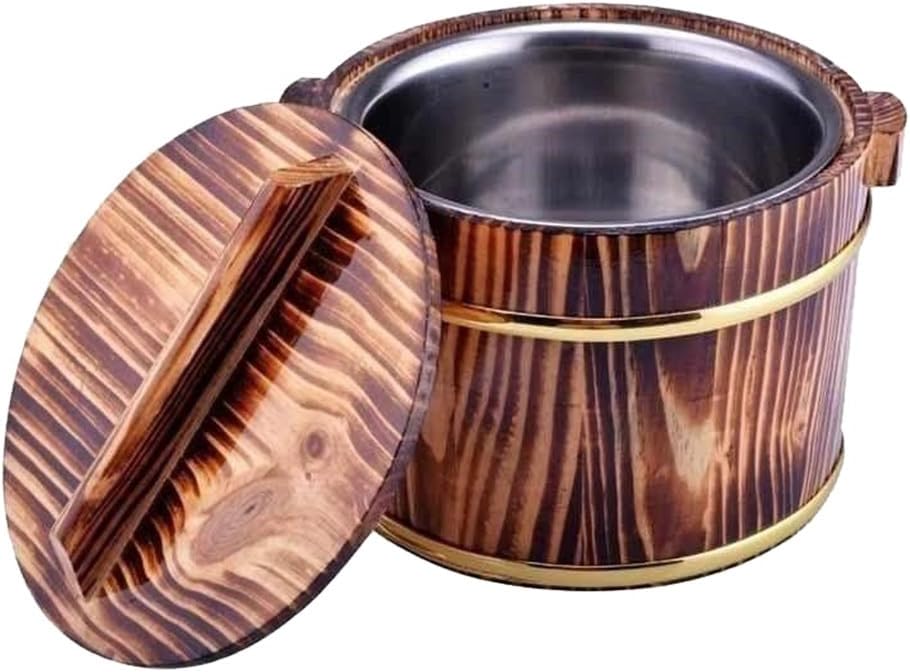 GANAZONO 1 Pc Cask Rice Cask wooden rice tub Sauna Bucket wooden steamer bowl Storage Bucket sushi kit tofu chinese practical barrel stainless steel heater Multifunction