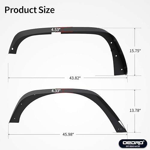 Miniatura 6 de OEDRO Guardabarros compatibles con Jeep Wrangler JK y JKU Unlimited 2007-2018 (24 puertas) con forro interior delantero, juego de revestimiento de