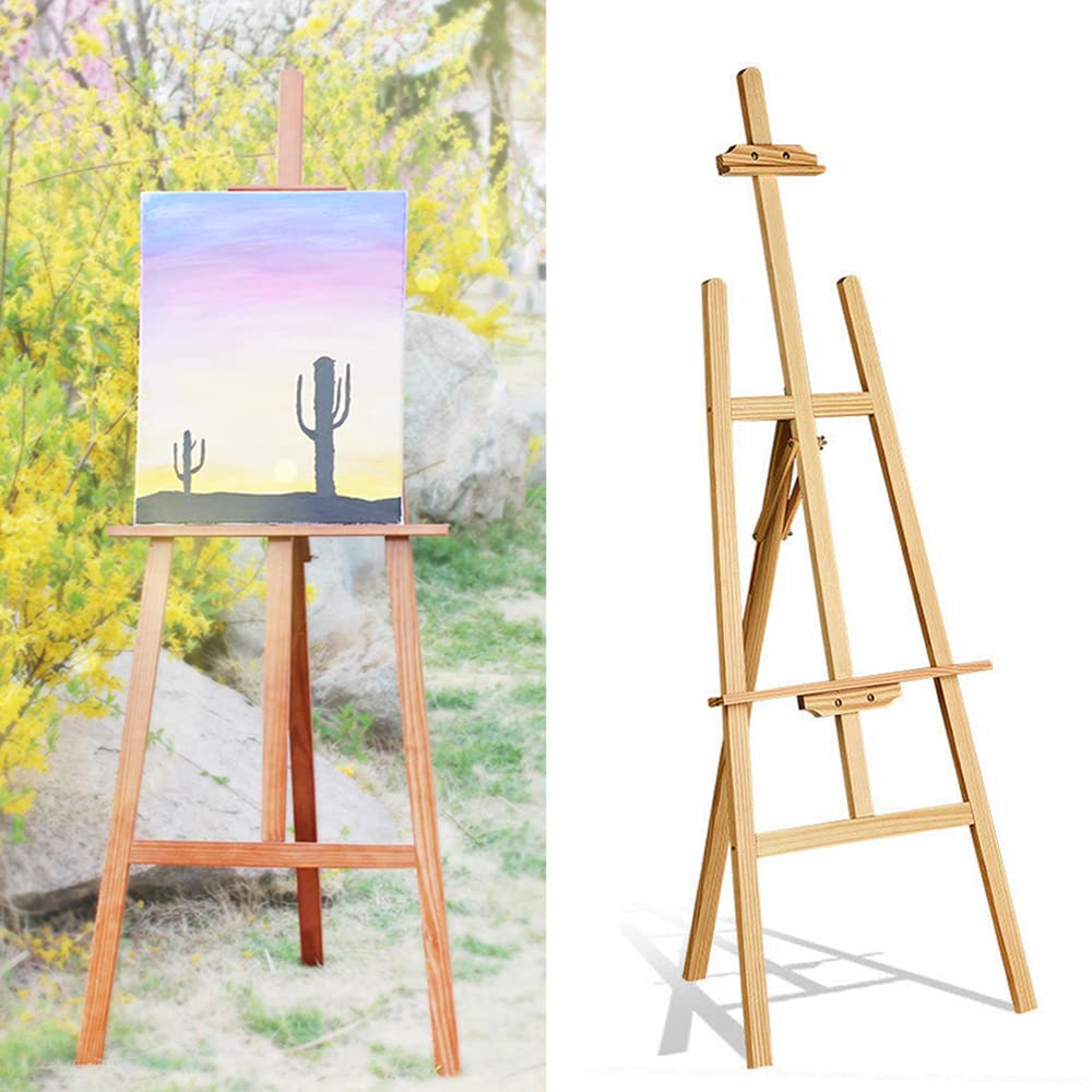 Caballete de estudio para artista, caballete de pintura de 1,75 m, marco en A, de madera, plegable, de lona, para dibujo, caballete de pie con trípode, soporte ajustable para exhibición de bodas