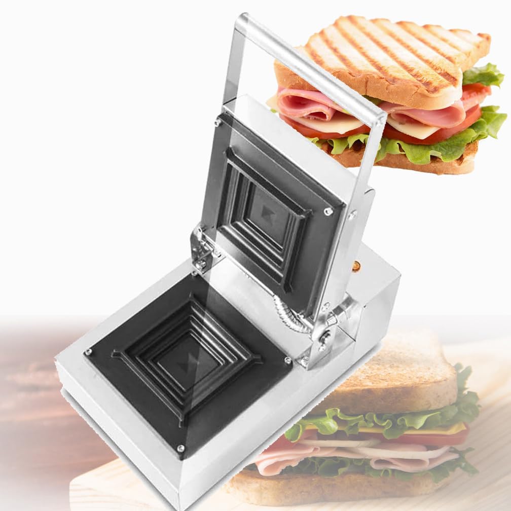 Komercyjny opiekacz do kanapek o mocy 900 W | Elektryczny rozkładany toster do kanapek | Ekspres do panini | Regulowana kontrola temperatury | Fajny uchwyt w dotyku