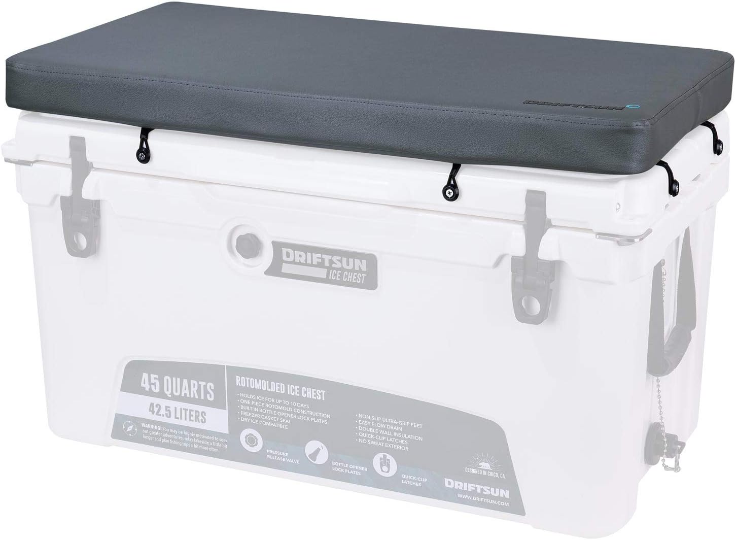 Premium Cooler Seat Cushion With Mounting Hardware - Fits 45Q Driftsun Ice Chests
