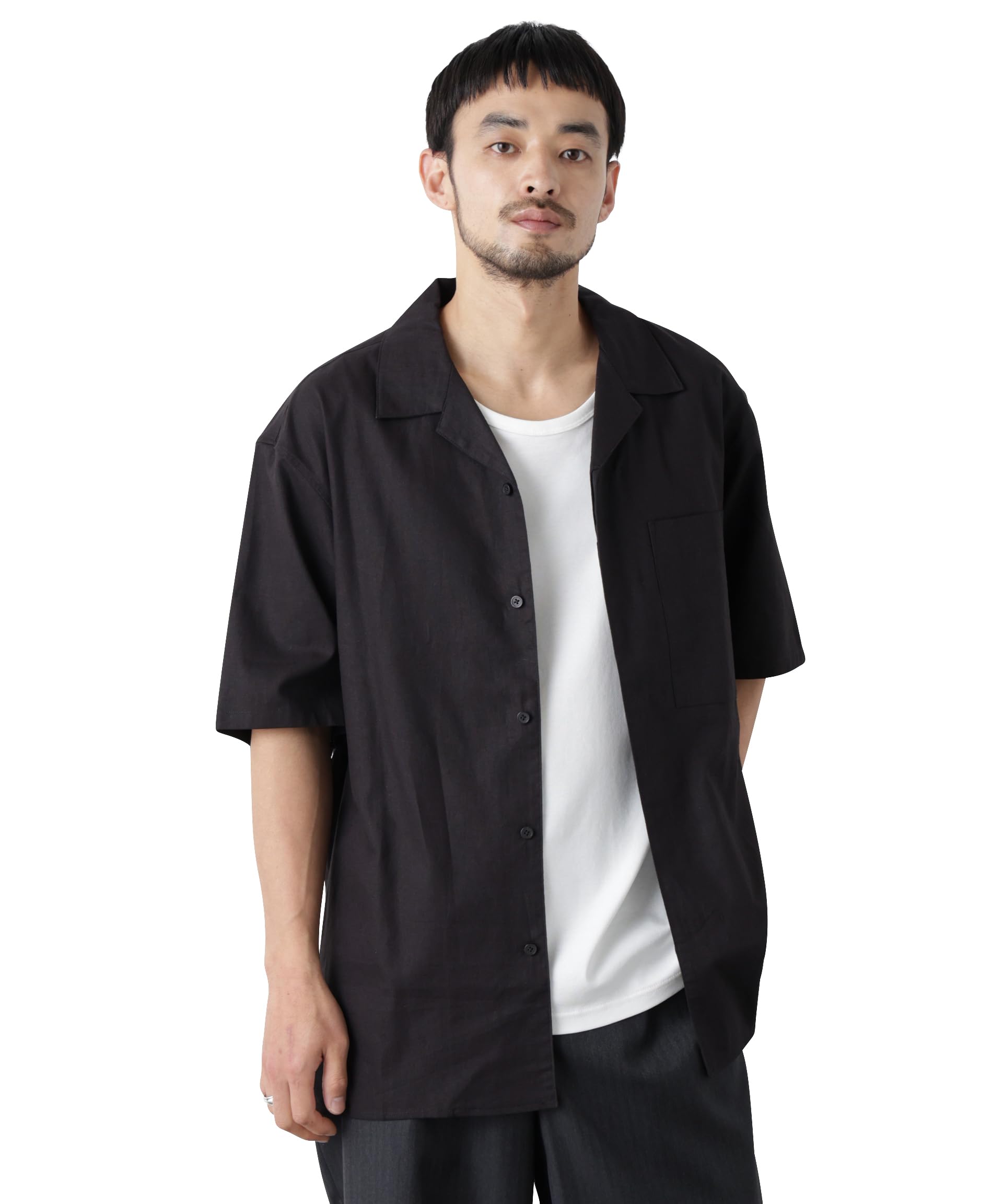 Amazon.co.jp: [ナノ・ユニバース] FRENCH LINEN」 フライフロント半袖