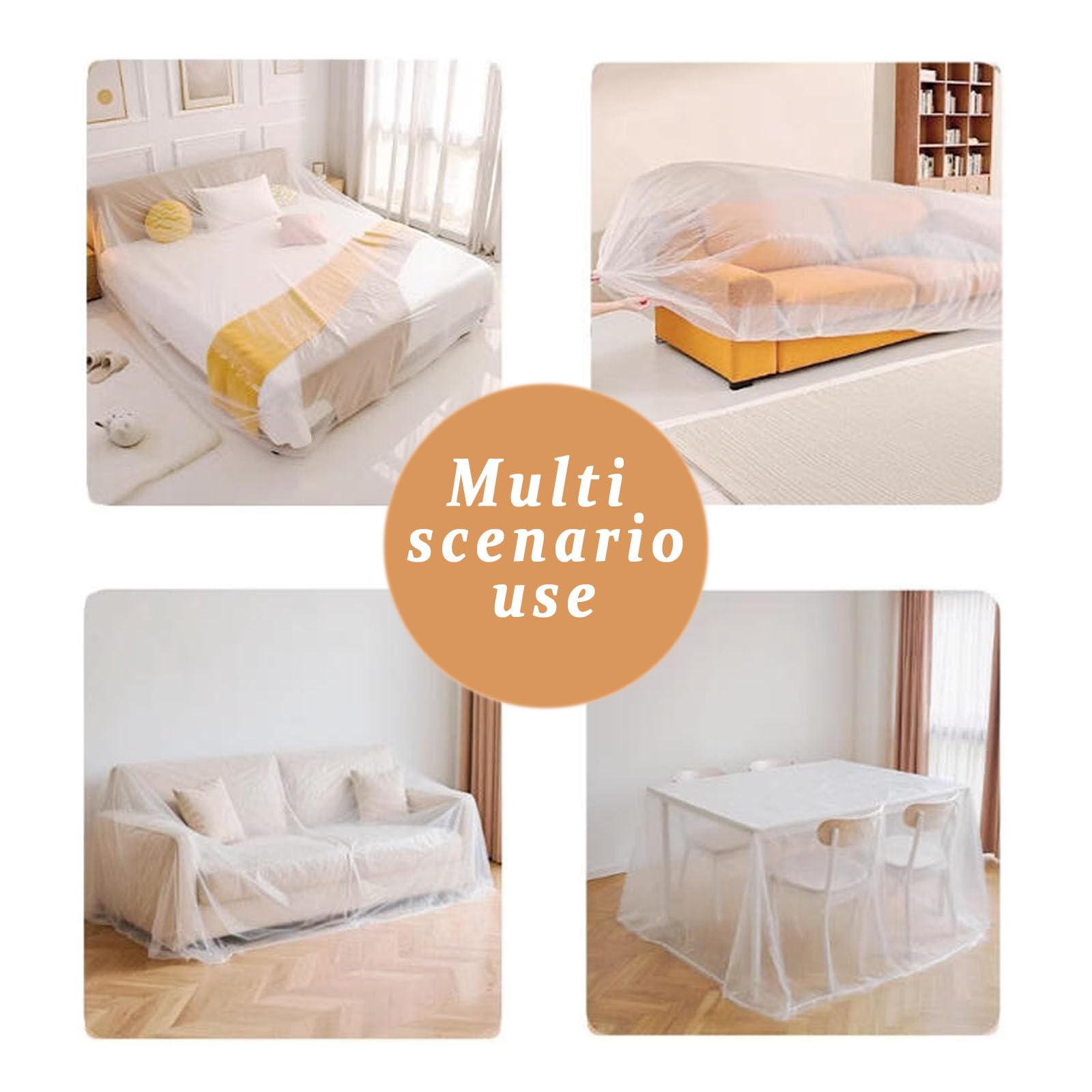 Plastic Car Cover 2 Packs Disposable Car Covers for Automobiles Retractable Clear Dust Cover S 18 x11ft — view 5