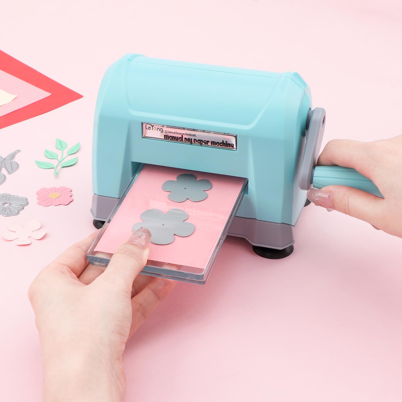 Mini fustellatrice manuale, portatile, fustellatrice e goffratrice per la creazione di biglietti, album di ritagli, lavorazioni con la carta, funziona con fustelle e cartelle larghe o più piccole da