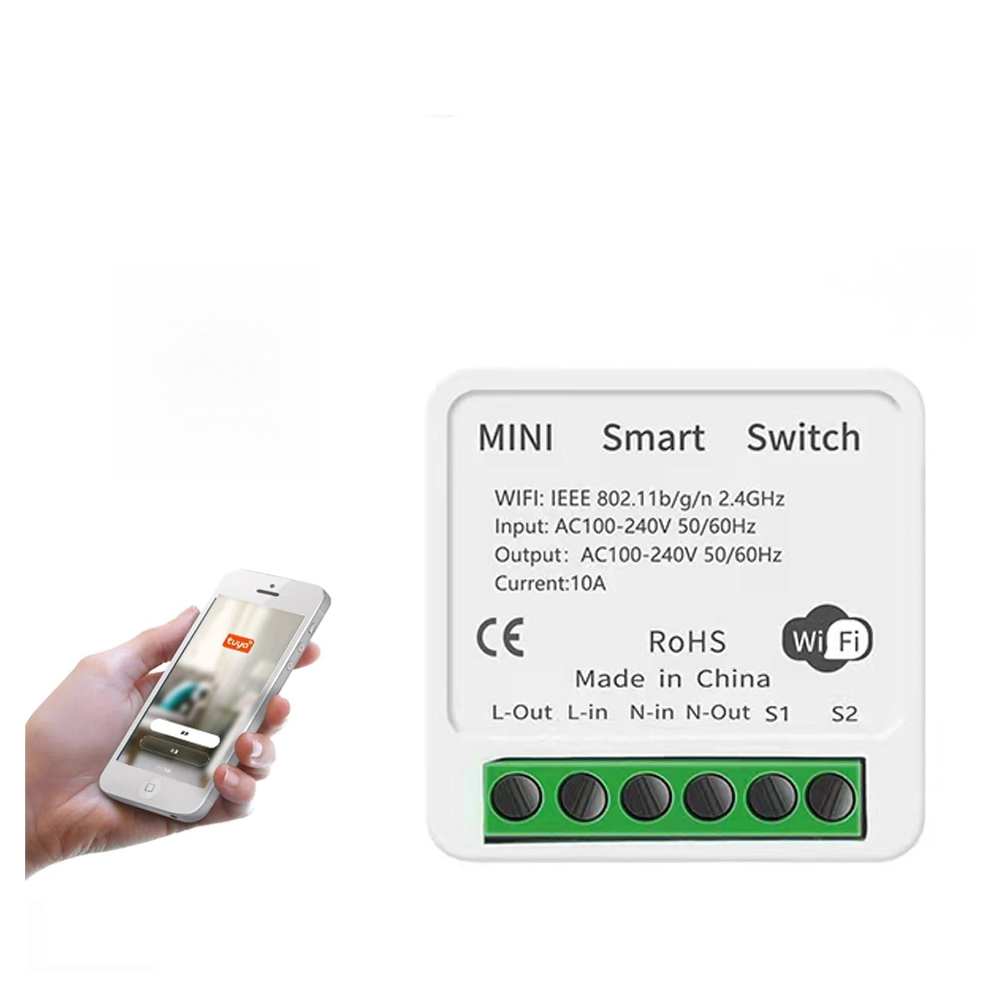 1 Uds. 16AWiFi interruptor inteligente luz Led módulo de empuje de vida inteligente compatible con aplicación bidireccional temporizador de relé de voz(2 PCS)