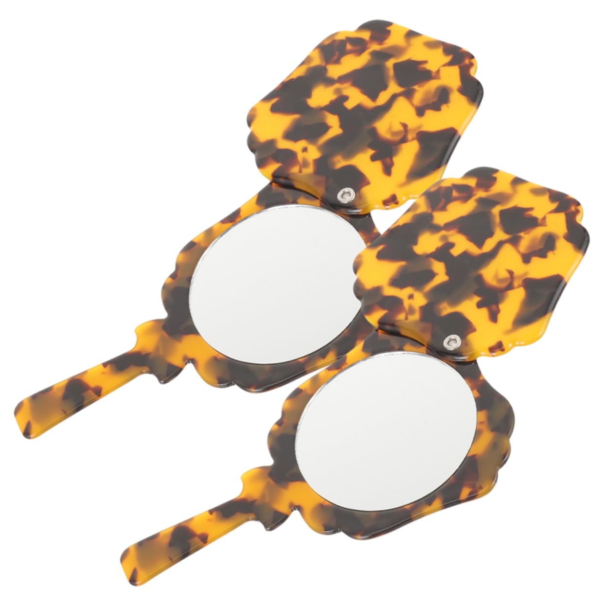 FOYTOKI 2Pcs Retro Hand Held Makeup Mirrors Portable Chic Decorative Mirrors Lightweight Tortoiseshell Design for Easy Carrying for Makeup Bedroom Bathroom and Travel