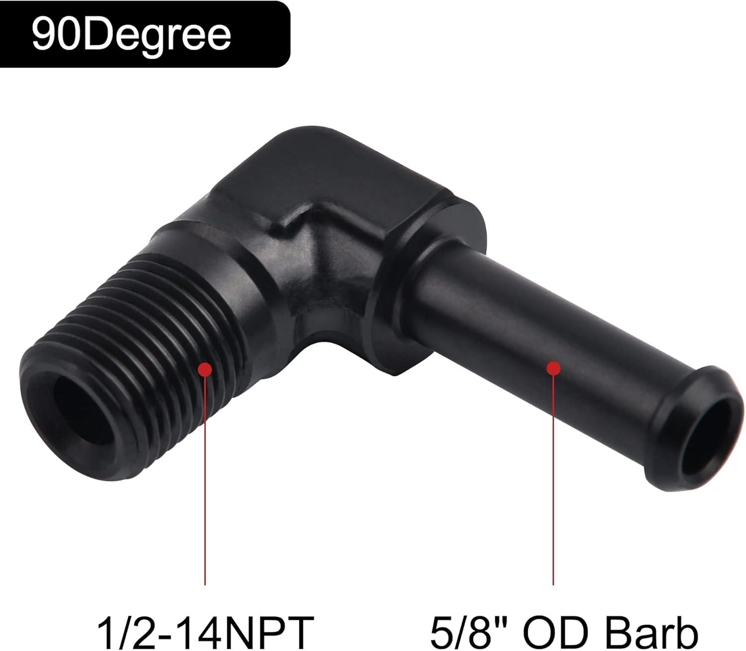 EVIL ENERGY 1/2" NPT Male to 5/8" Barb Fitting Adapter 90 Degree Aluminum Black