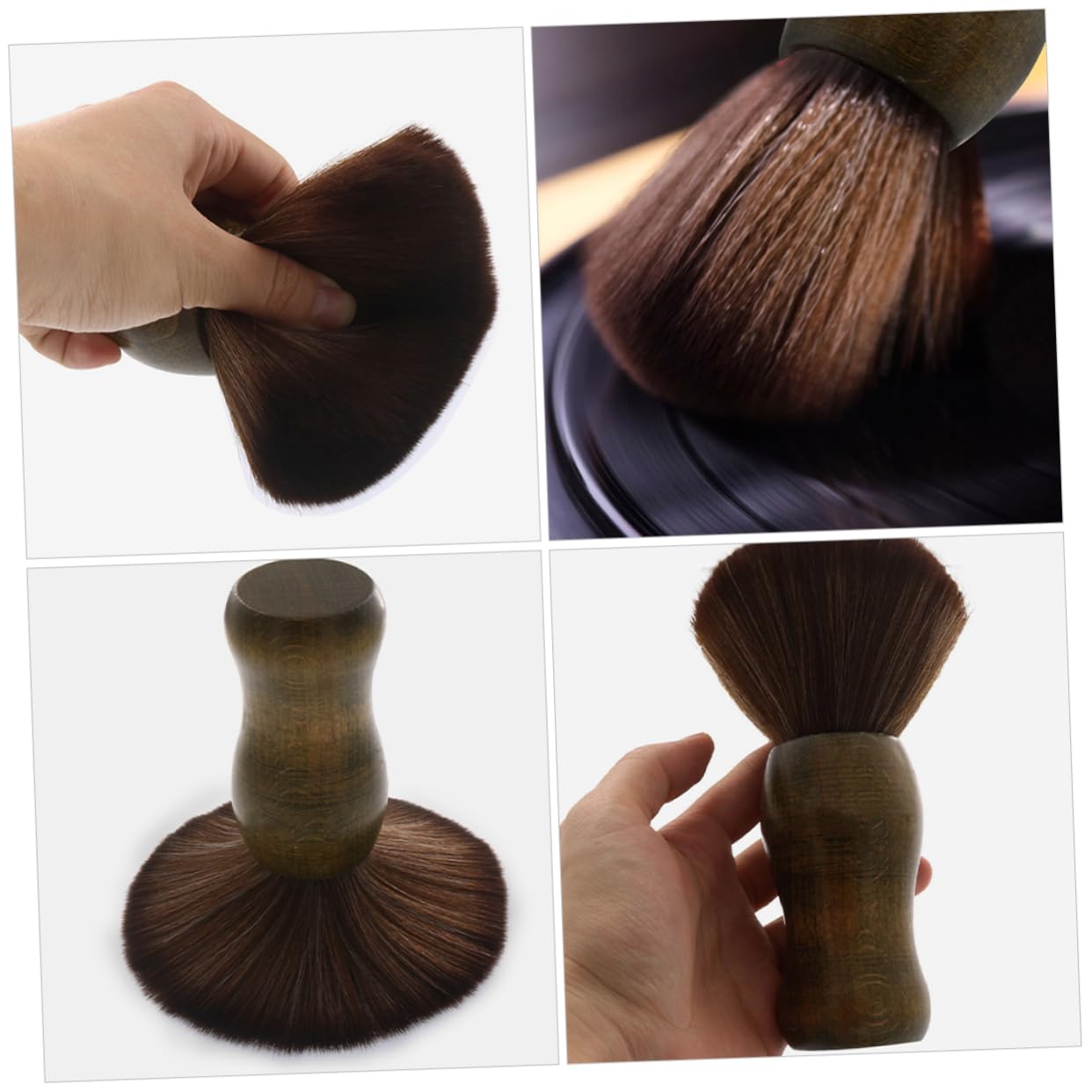 Spazzola Pulizia Vinili Antistatica Manico in Legno 2 Pezzi | Set per Puntina e Dischi, Setole Morbide, Finitura Elegante Semplice Artistica
