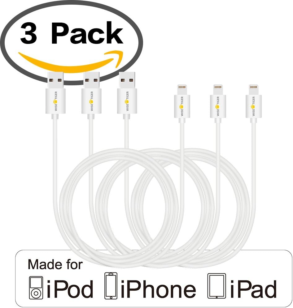 Wise Tiger Lightning Cable Apple MFI Certified Cord 5ft/1.5 Meters Lightning to USB Charger Cable with White
