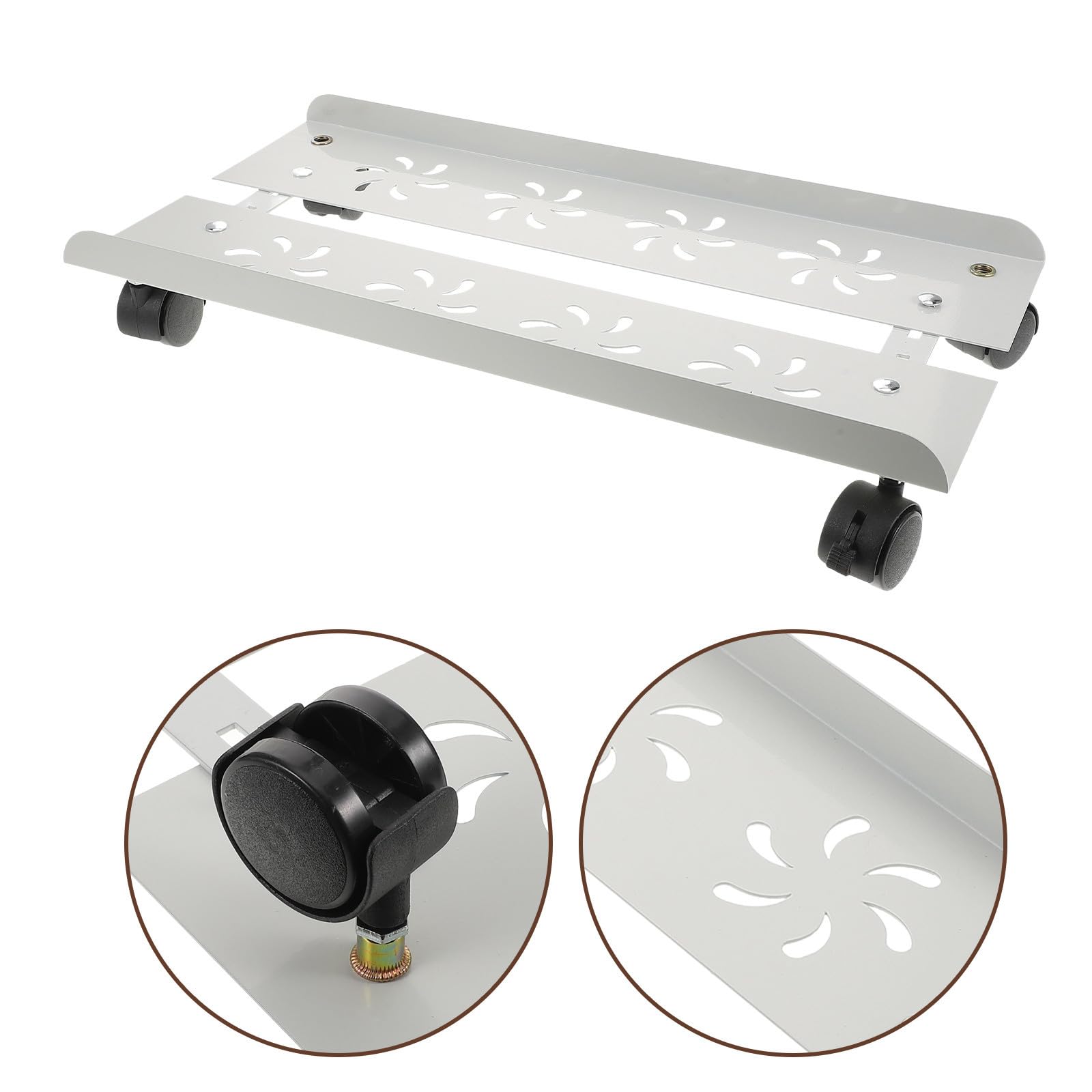 PartyKindom Soporte de Computadora, Soporte de Torre para PC Ruedas, Acero al Carbono, Blanco, Frenos, para Torre de Ordenador, para Escritorio y Hogar