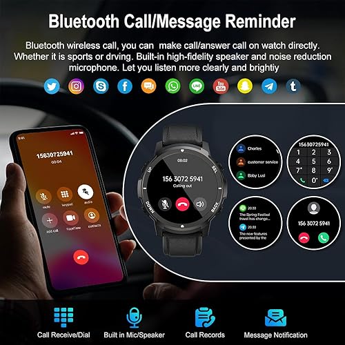 Miniatura 2 de Reloj inteligente para hombre Fitness (llamadarespuesta de llamada) Bluetooth Militar Smartwatch para teléfonos Android iPhone impermeable al aire