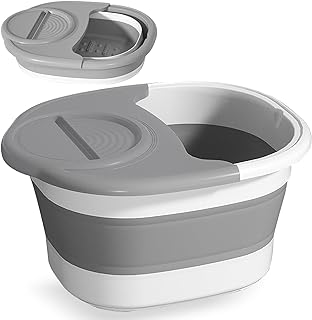 Collapsible Foot Bath Basin, Portable Foot Soak Tub Collapsible Spa Bucket for Soaking Feet with Lid and Massage for Home Soothe Tired Muscles